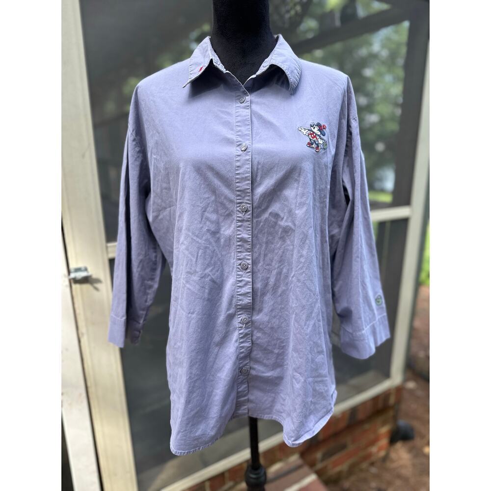 Disney Women’s Minnie Mouse Shirt Button up quarter sleeves XL Disney world